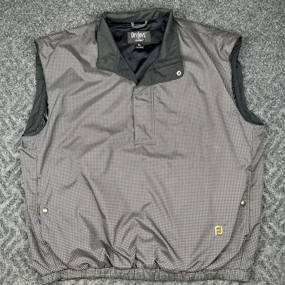 Dryjoys Footjoy Golf Vest Mens XLGray Houndstooth 1/2 Zip Windbreaker RainJacket